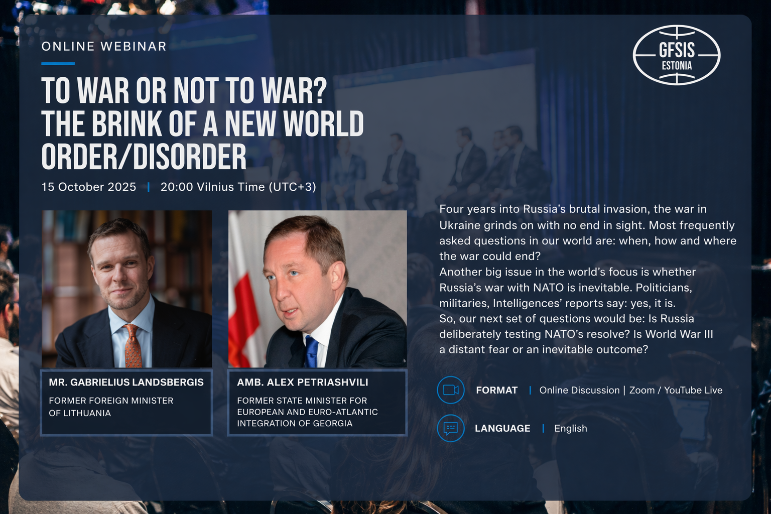 Webinar: To War or Not to War? The Brink of a New World Order/Disorder